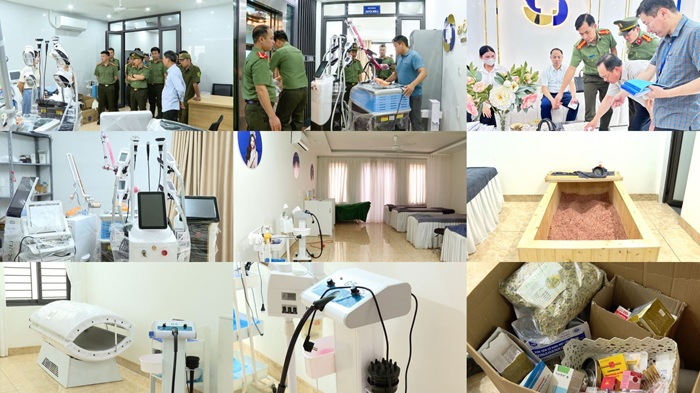 Các máy móc mà đối tượng sử dụng để điều trị, lừa dối khách hàng - Ảnh: Công an Bắc Ninh