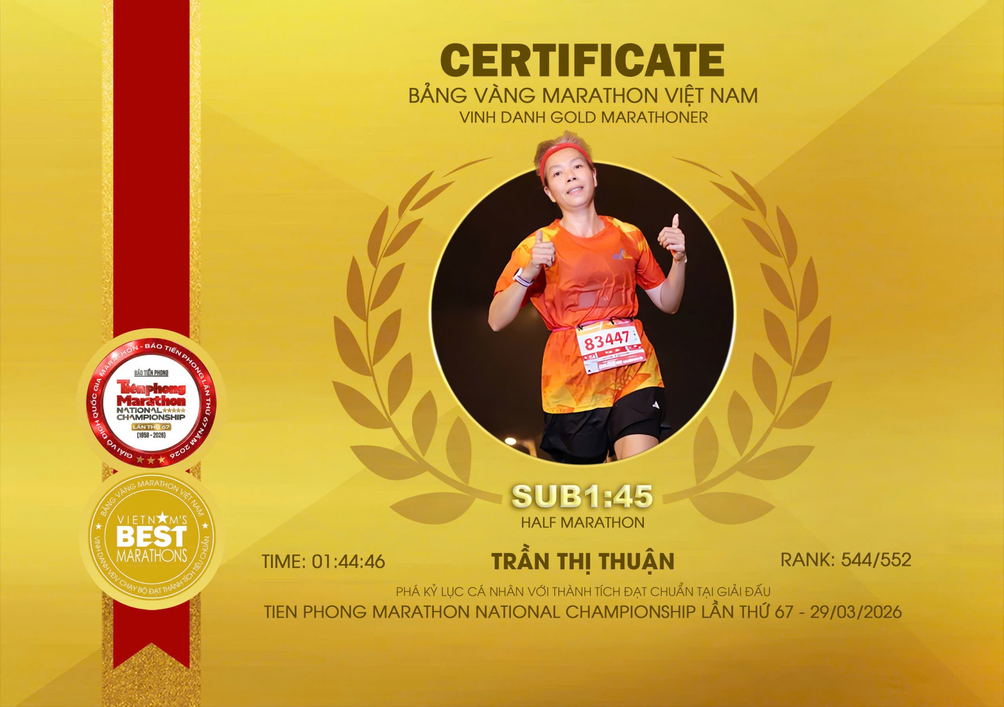 Hành trình từ 80kg đến huy chương bạc giải quốc gia của một U60 Và được chứng nhận Bảng vàng marathon Việt Nam