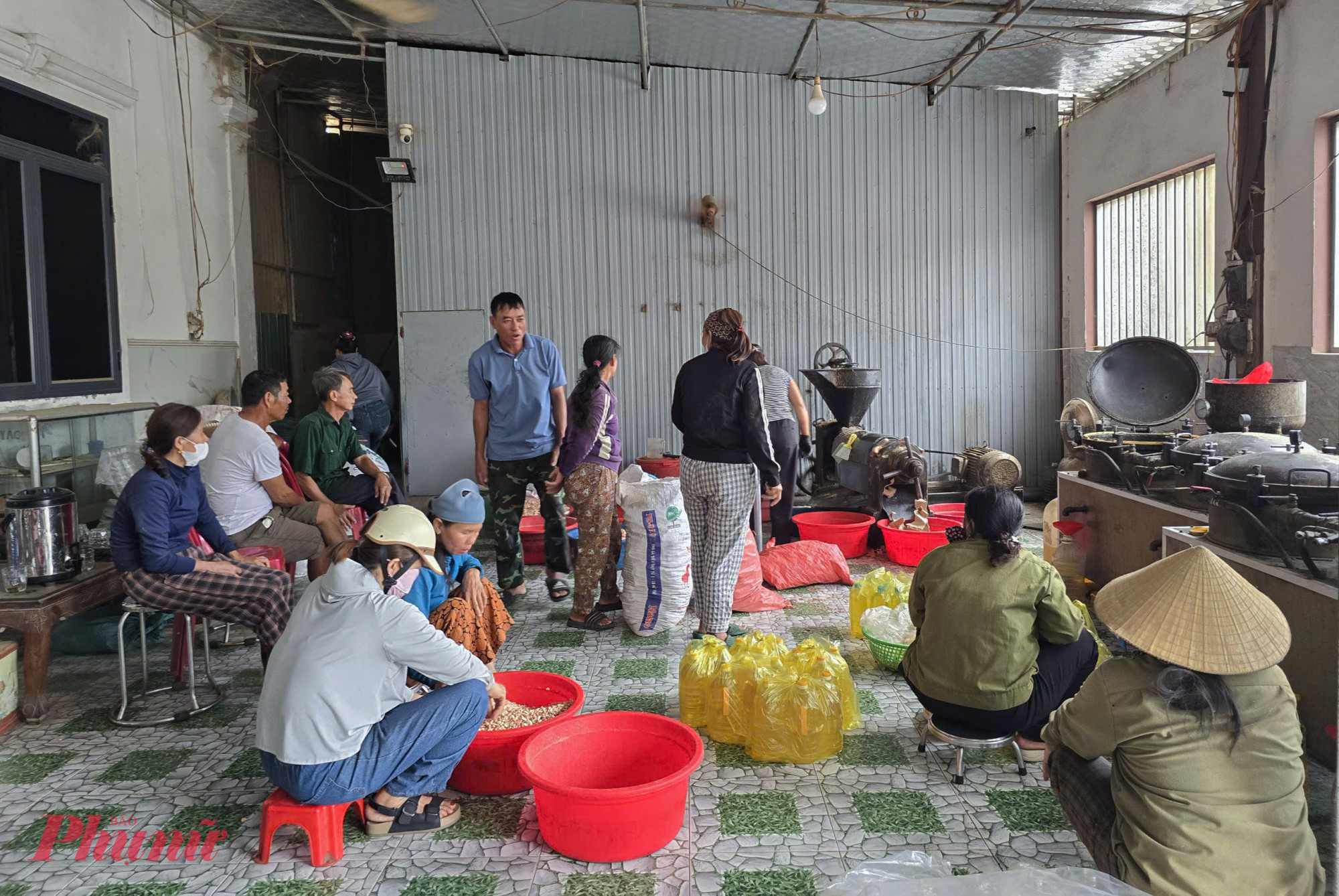 Những ngày này, các cơ sở ép dầu ở xã Đông Lộc (tỉnh Nghệ An) luôn trong tình trạng hoạt động hết công suất để phục vụ khách hàng. Từ sáng sớm đến tối muộn, người dân liên tục mang lạc đến ép dầu, người ít vài chục kg, người nhiều tới vài trăm kg.