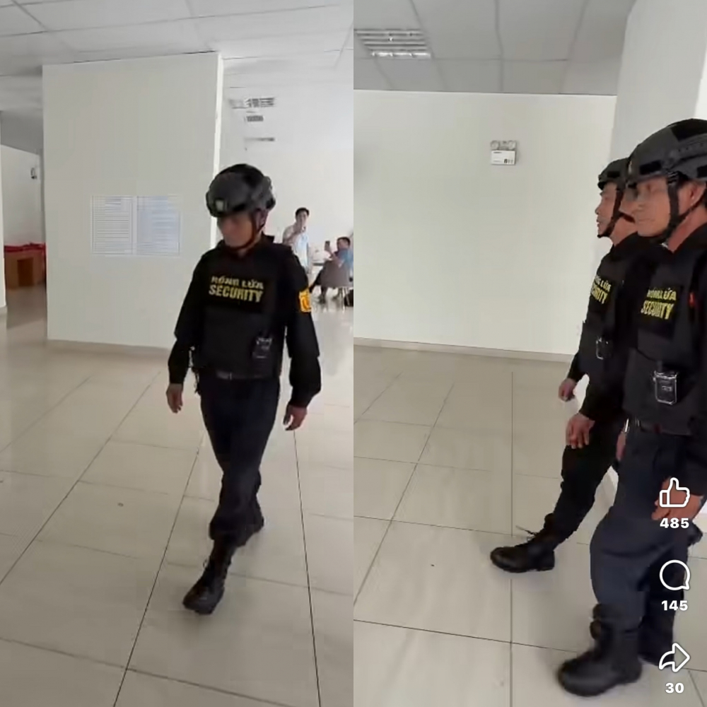 Đến ngày 12/6, tiếp tục có những 'người lạ' mặc áo bảo vệ một đơn vị bảo vệ khác vào và bị cư dân quay clip mời ra khỏi chung cư. Ảnh: Chụp màn hình từ clip