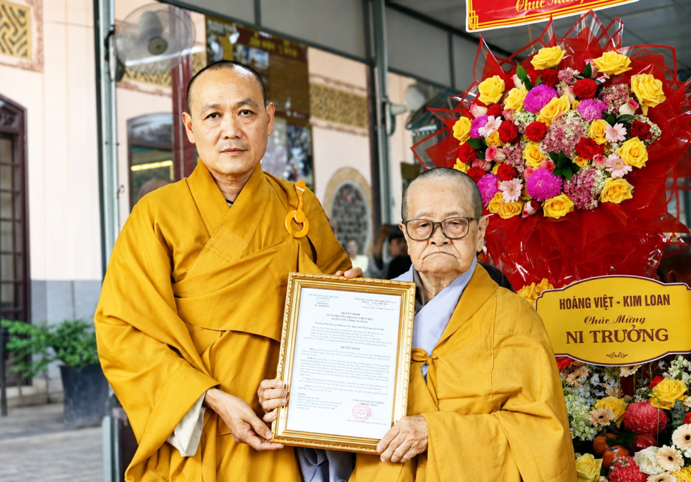 Gặp lại ni cô Huyền Trang của biệt động Sài Gòn Ni trưởng Diệu Thông nhận nhiệm vụ trụ trì chùa Thất Bửu hồi tháng 3/2026 - ẢNH: AN CHÂU