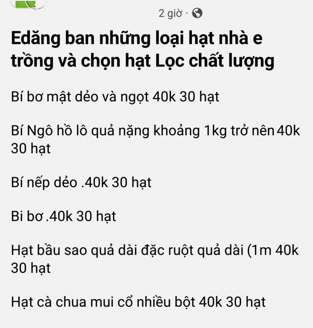 Cần sớm thực thi quyền sở hữu trí tuệ trong nông nghiệp Nhiều loại hạt giống “nhà trồng” vẫn được rao bán rộng rãi trên mạng