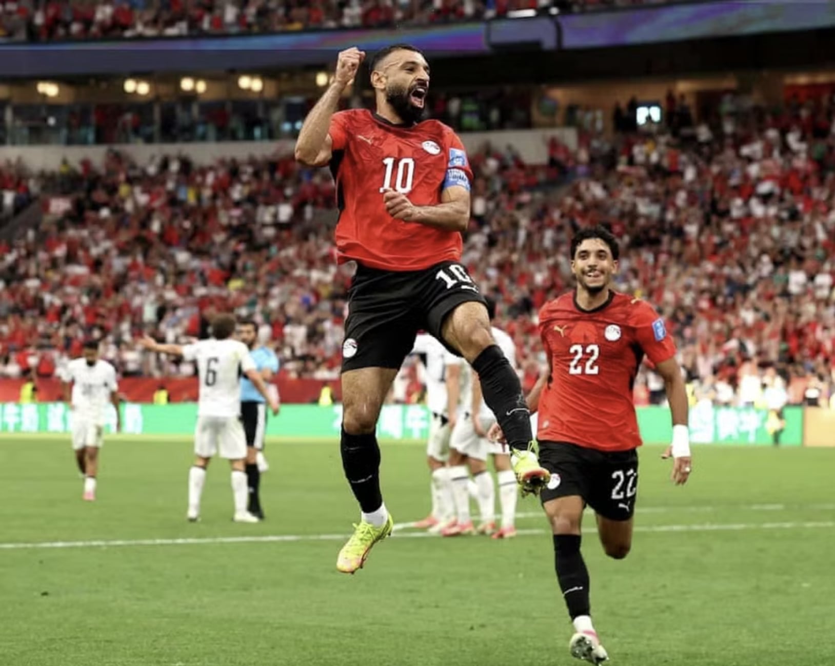 Mohamed Salah ăn mừng bàn thắng góp phần giúp Ai Cập hạ New Zealand 3-1 ở lượt trận thứ hai bảng G World Cup 2026.