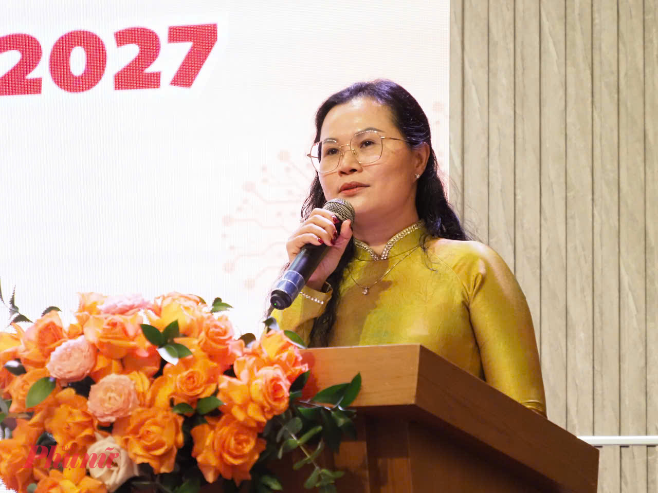 Bà Lê Thụy Mỵ Châu phát biểu tại chương trình - Ảnh: Trang Thư