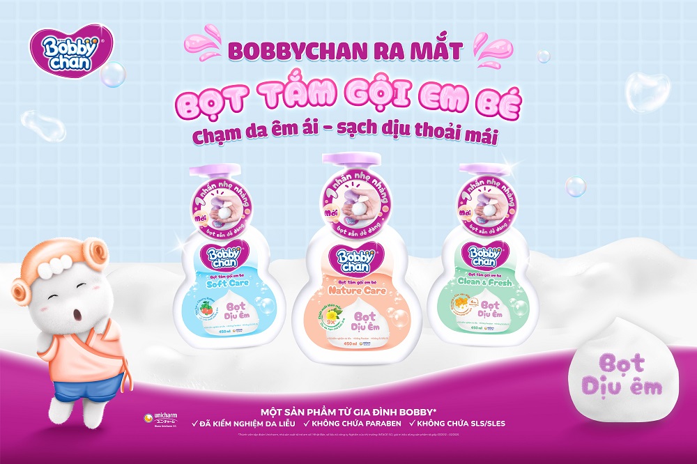 Bọt tắm gội em bé Bobbychan với thiết kế vòi tạo bọt sẵn, hỗ trợ làm sạch dịu nhẹ và giúp việc tắm gội cho bé trở nên nhanh gọn, thuận tiện hơn.