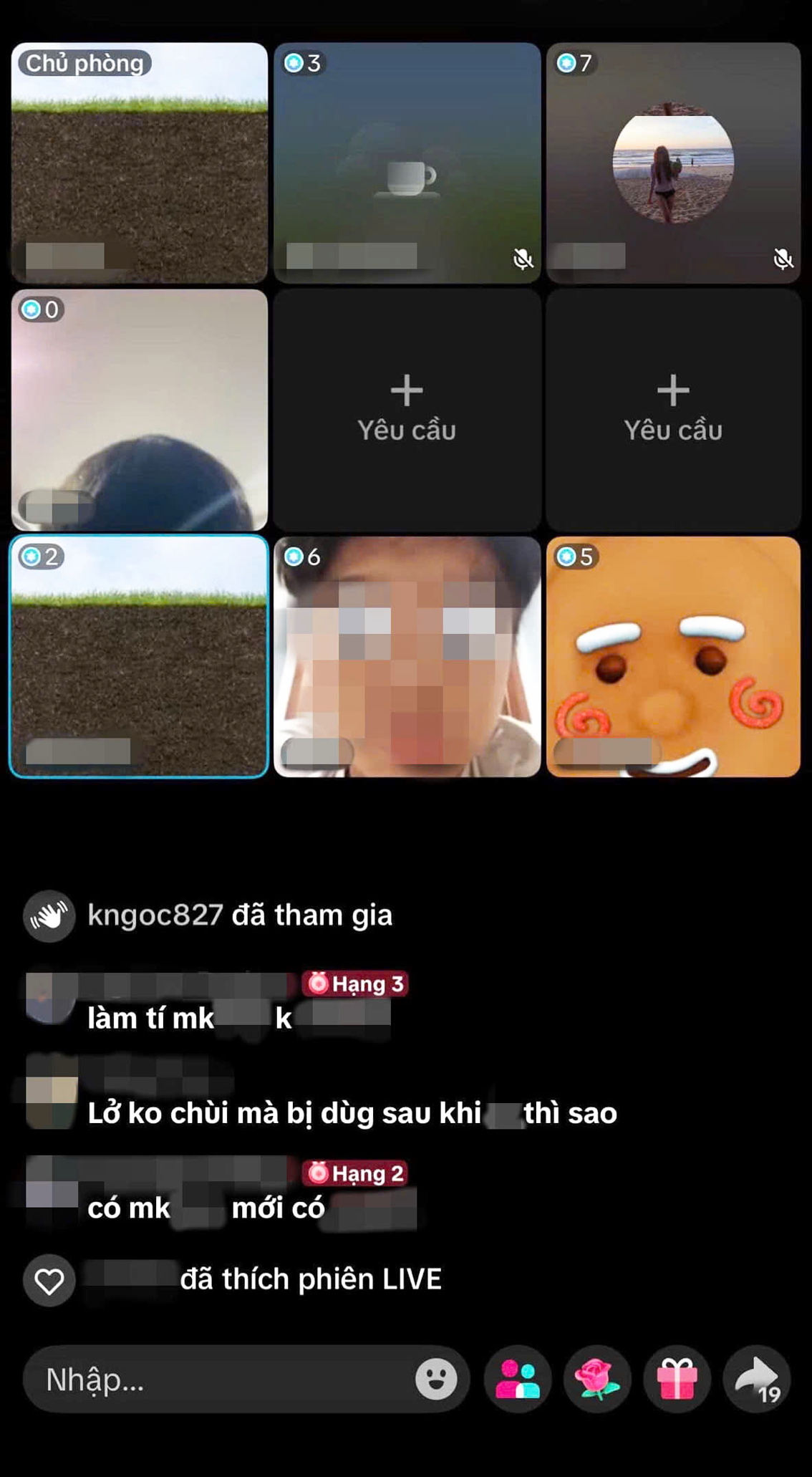 Buổi live stream với lời lẽ thô tục, xúc phạm nữ sinh V.M.K. - Ảnh chụp màn hình