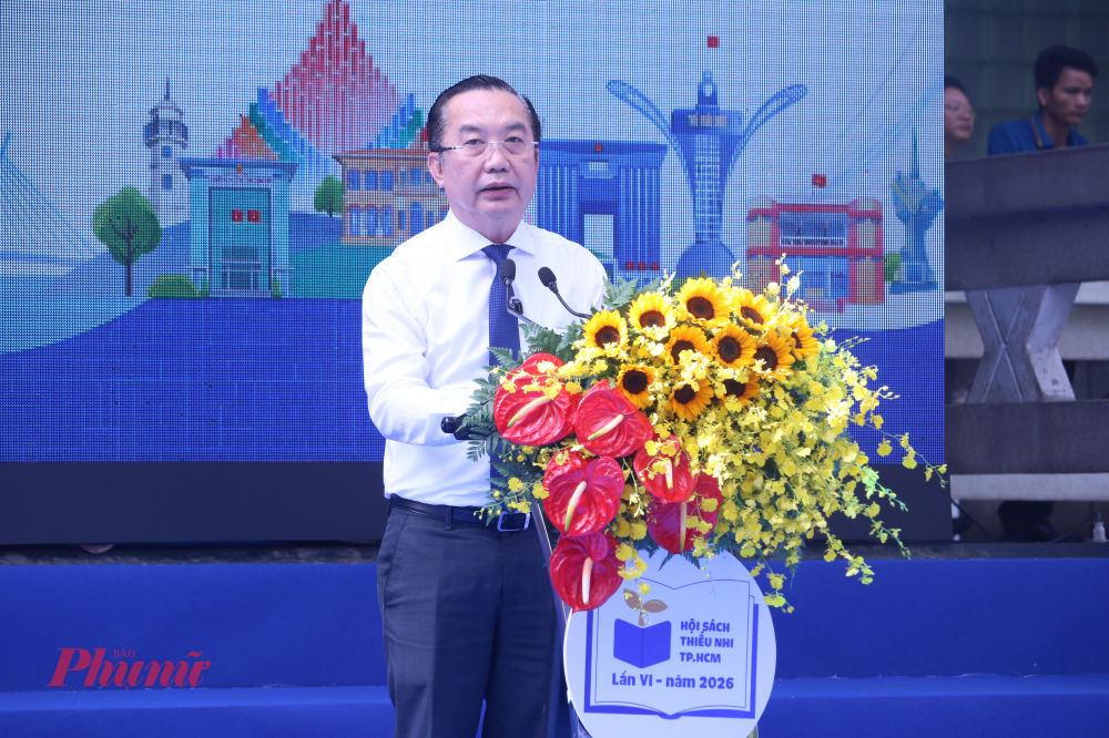 Ông Trần Thế Thuận phát biểu khai mạc ngày hội sách lớn nhất năm dành cho trẻ em tại TPHCM