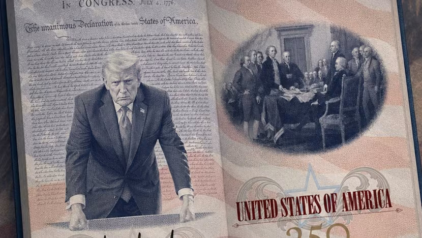 Điều gây chú ý là cuốn hộ chiếu này in hình chân dung cùng chữ ký của chính ông Trump - Ảnh:  X/WhiteHouse