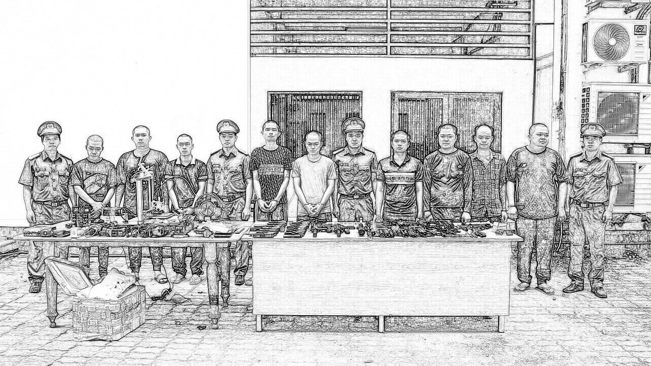 Nhóm đối tượng bị bắt giữ. Ảnh: CACC
