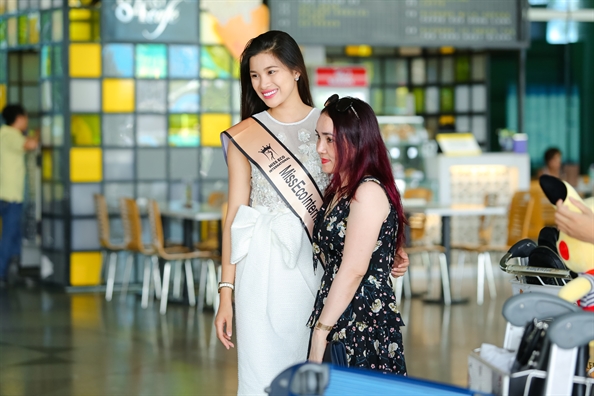 Nguyen Thi Thanh deo dai bang A hau Miss Eco International ve nuoc
