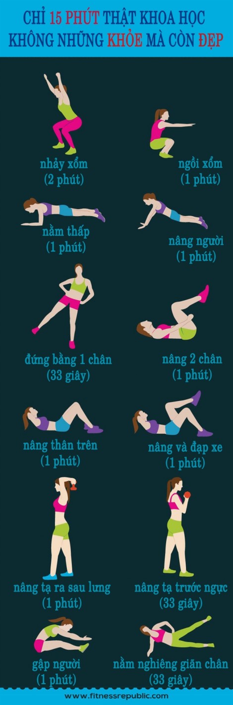 Chỉ 15 phút tập thể dục mà như không tập giúp bạn không những khỏe mà còn đẹp