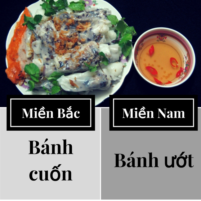 Cung mot mon an, nguoi mien Bac goi khac nguoi mien Nam ra sao?