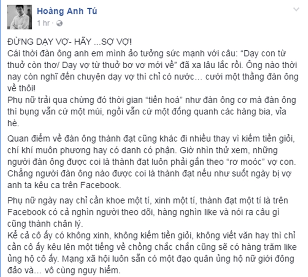 Thoi dan ong 'day vo' da qua, bay gio dan ong gioi phai biet 'so vo'!