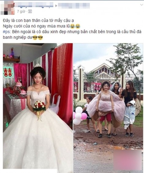 Cô dâu Việt xinh đẹp gây sốt mạng nước ngoài vì lấm lem bùn đất, đi giày đá banh