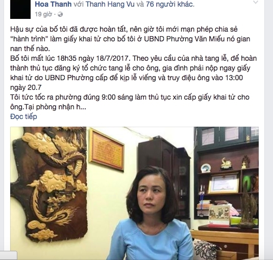 Vu UBND phuong Van Mieu gay kho khi cap giay khai tu: Nguoi dan noi co, can bo khang dinh lam dung
