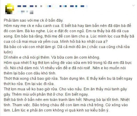 Ăn cơm trắng, vì không dám đụng vào thức ăn mẹ chồng chế biến