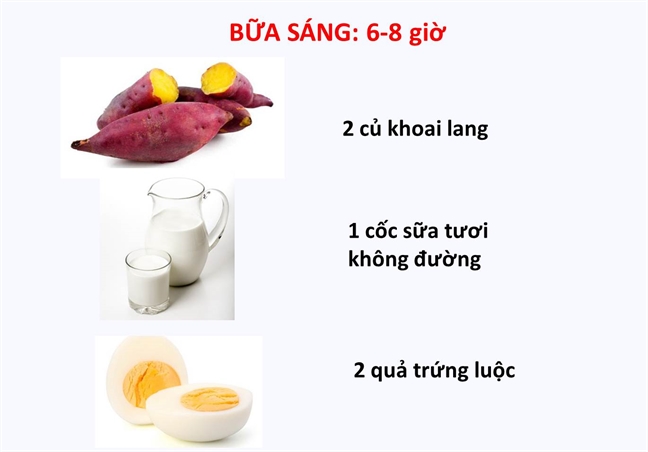 Thuc don giam can voi khoai lang 3 bua trong ngay de thuc hien