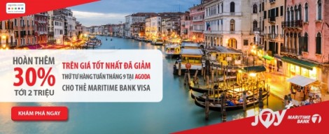 Hoàn thêm 2 triệu trên giá tốt nhất cho chủ thẻ Maritime Bank Visa  khi đặt phòng tại Agoda