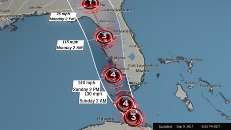 Hàng ngàn người dân Mỹ tháo chạy vì bão Irma