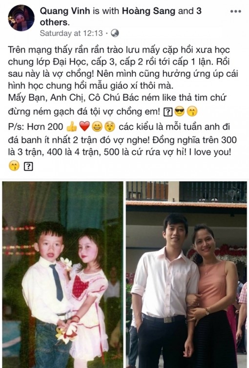 Chuyện tình ngọt ngào của cặp đôi quen nhau từ thuở lên ba