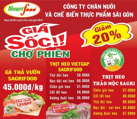 Chào mừng Chợ phiên Nông sản an toàn tại công viên Lê Thị Riêng vào ngày 24/9/2017 Sagrifood khuyến mãi sốc giảm 20-25%