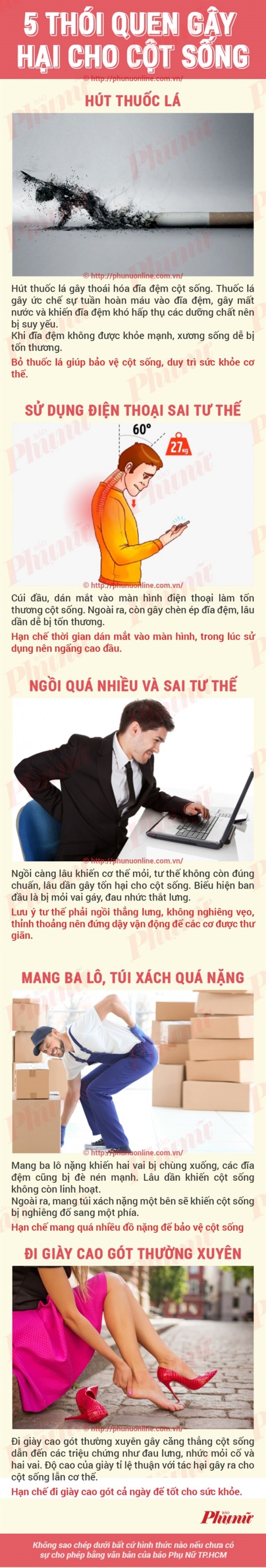 5 thói quen gây hại cho cột sống