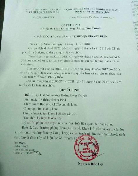 Không rút lại quyết định kỷ luật bác sĩ 'bôi nhọ' Bộ trưởng Y tế vì... đúng quy trình