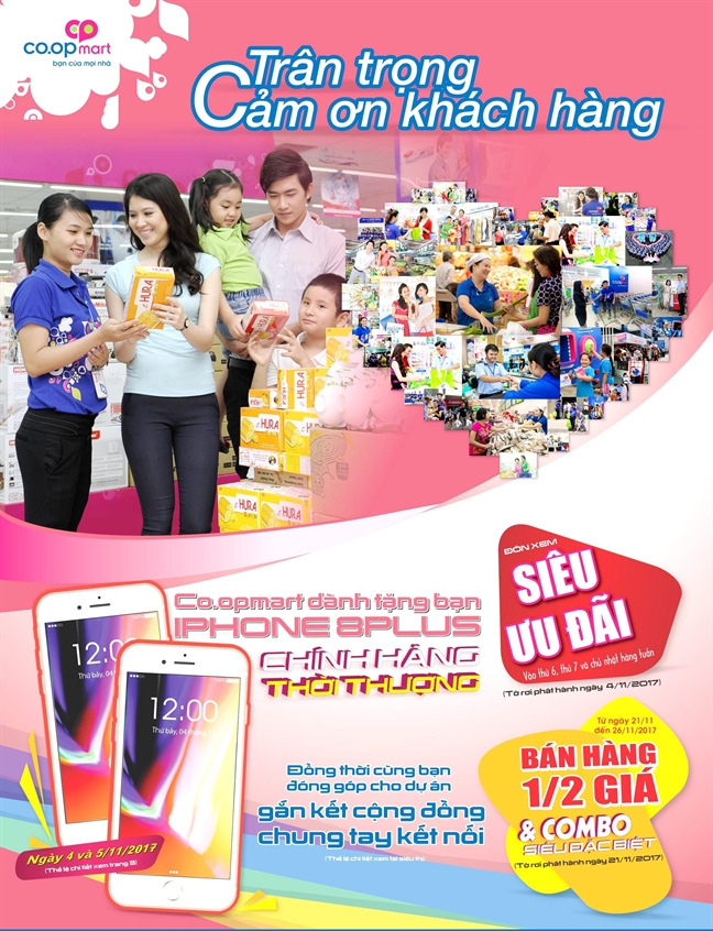 Cuoi tuan nay Co.opmart 'choi sang' tang khach 32 Iphone 8 chinh hang va 20.000 phan qua