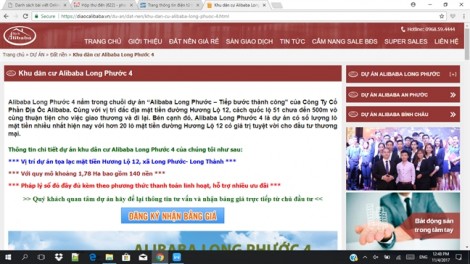 Công ty cổ phần địa ốc Alibaba: Lập website 'lậu', lừa dối bán hàng trái phép?
