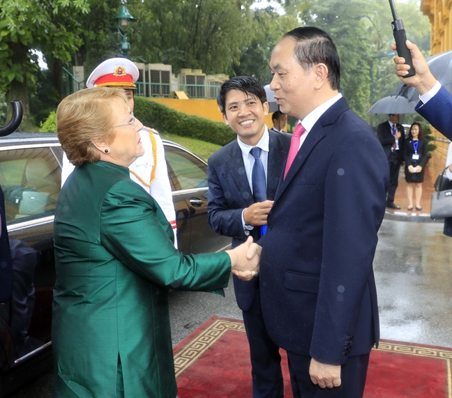 Chu tich nuoc Tran Dai Quang don Tong thong Chile Michelle Bachelet