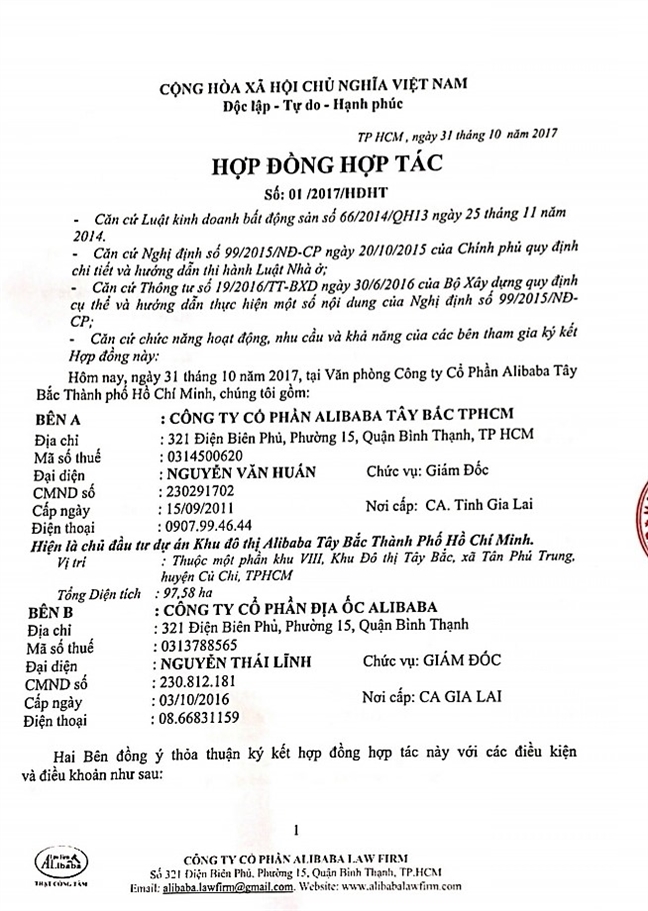 Hiep Hoi bat dong san TP.HCM: Canh bao khan cap Cong ty dia oc Alibaba co dau hieu lua dao