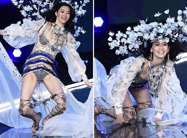 Chan dung nguoi mau Trung Quoc truot nga tren san dien Victoria's Secret Fashion Show 2017