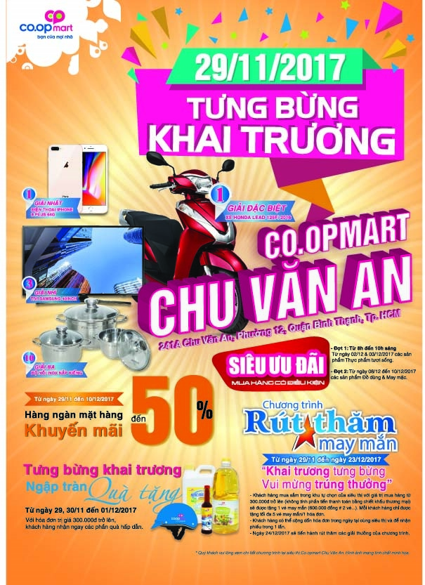 Sap khai truong Co.opmart Chu Van An giam gia manh va tang khach hang Honda LEAD