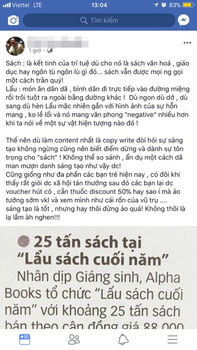 Nhieu nguoi phan ung vi sach duoc xem nhu... lau