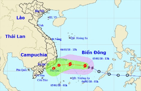 Cơn bão đầu tiên năm 2018 tiến vào biển Đông, có thể suy yếu thành áp thấp nhiệt đới