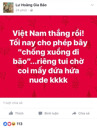 Lang giai tri han hoan, ron rang voi chien thang cua U23 Viet Nam