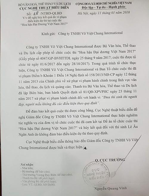 BTC ‘Hoa hau Dai duong Viet Nam 2017’ phot lo yeu cau thu hoi danh hieu hoa hau cua co quan quan ly?