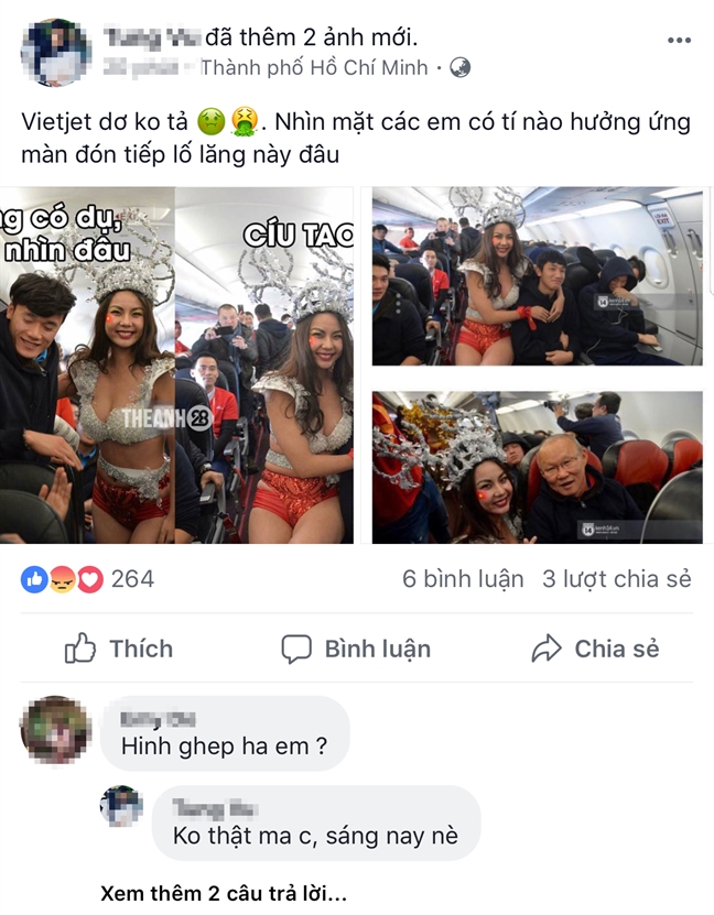 Du luan phan no vi VietJet Air dua nguoi mau mac bikini len may bay don doi tuyen U23