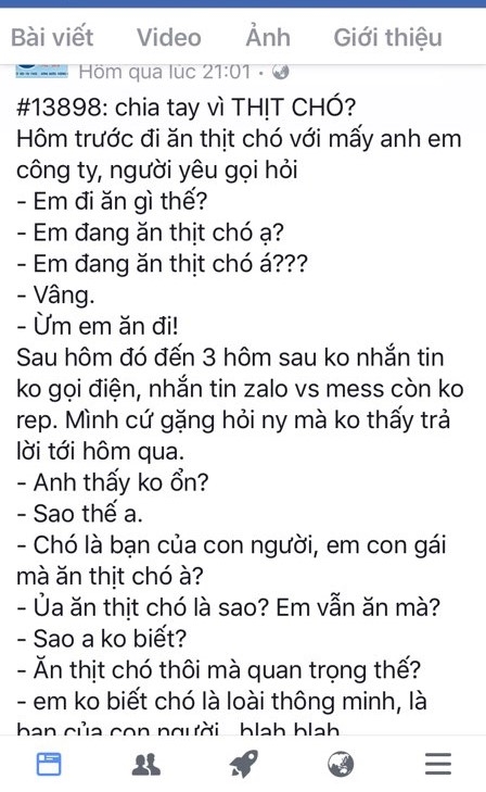 Chia tay nguoi yeu vi co gai... an thit cho