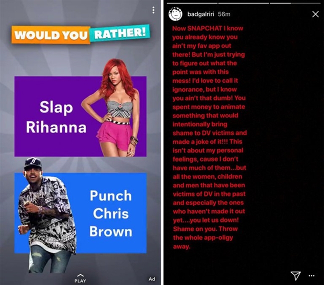 Choc gian Rihanna, co phieu Snapchat giam 4%