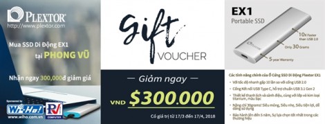 Plextor tặng phiếu giảm giá khi mua SSD