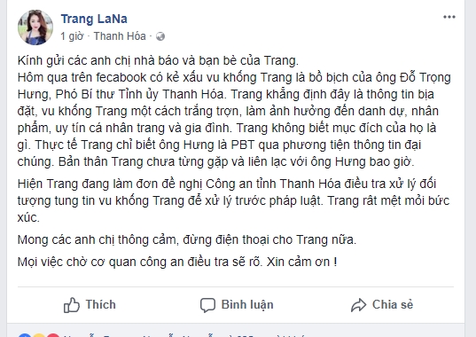 Co gai bi don 'bo nhi' cua Pho Bi thu tinh Thanh Hoa de nghi tim nguoi tung tin vu khong