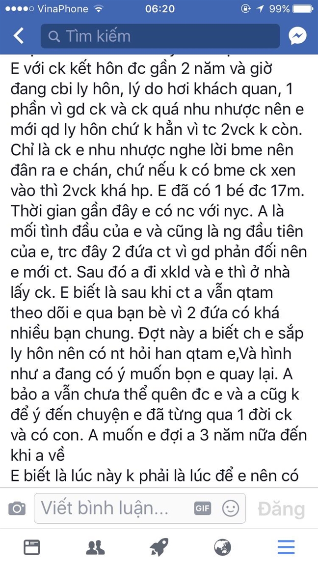 Song gio voi chong, vo tim tinh cu chia se