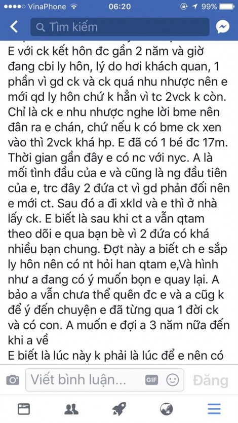 Sóng gió với chồng, vợ tìm tình cũ chia sẻ