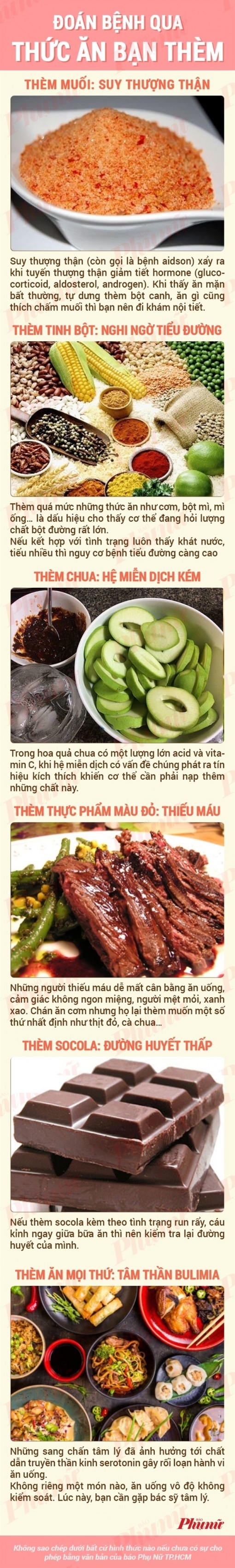 Đoán bệnh qua thức ăn bạn thèm