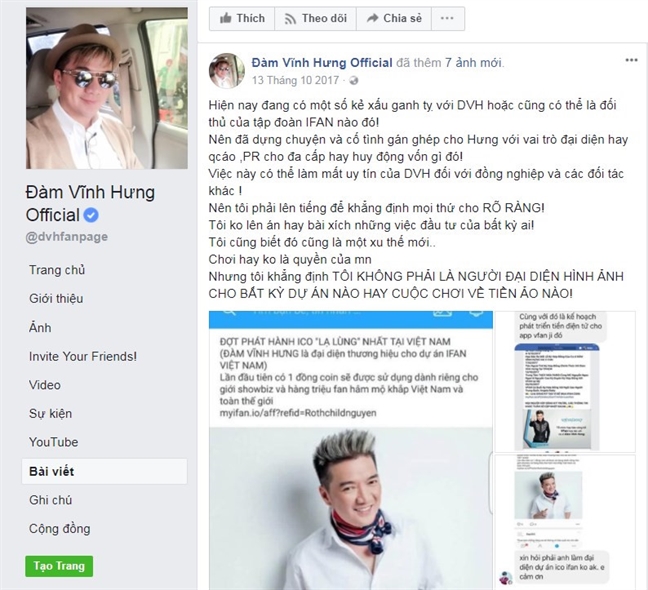 Dam Vinh Hung nho co quan chuc nang vao cuoc vu lua dao tien ao len den 15.000 ty dong