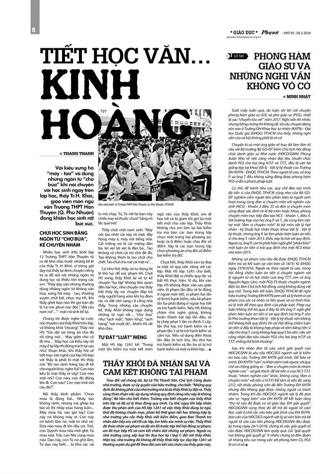 Vu 'Tiet hoc van… kinh hoang': Thay giao sai pham dang duoc bao che?