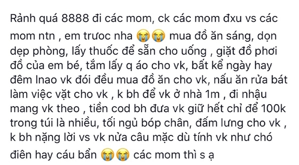 Hoi cac anh chong 'quoc dan': di nhau dan vo theo, dua het tien cho vo, khong de vo lam viec nha