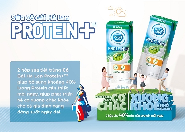 Co Gai Ha Lan ra mat sua tiet trung co duong Protein+TM moi dap ung 40% nhu cau protein hang ngay