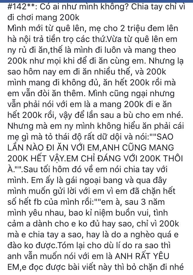 Bi chia tay vi di choi voi ban gai trong tui chi co 200 ngan